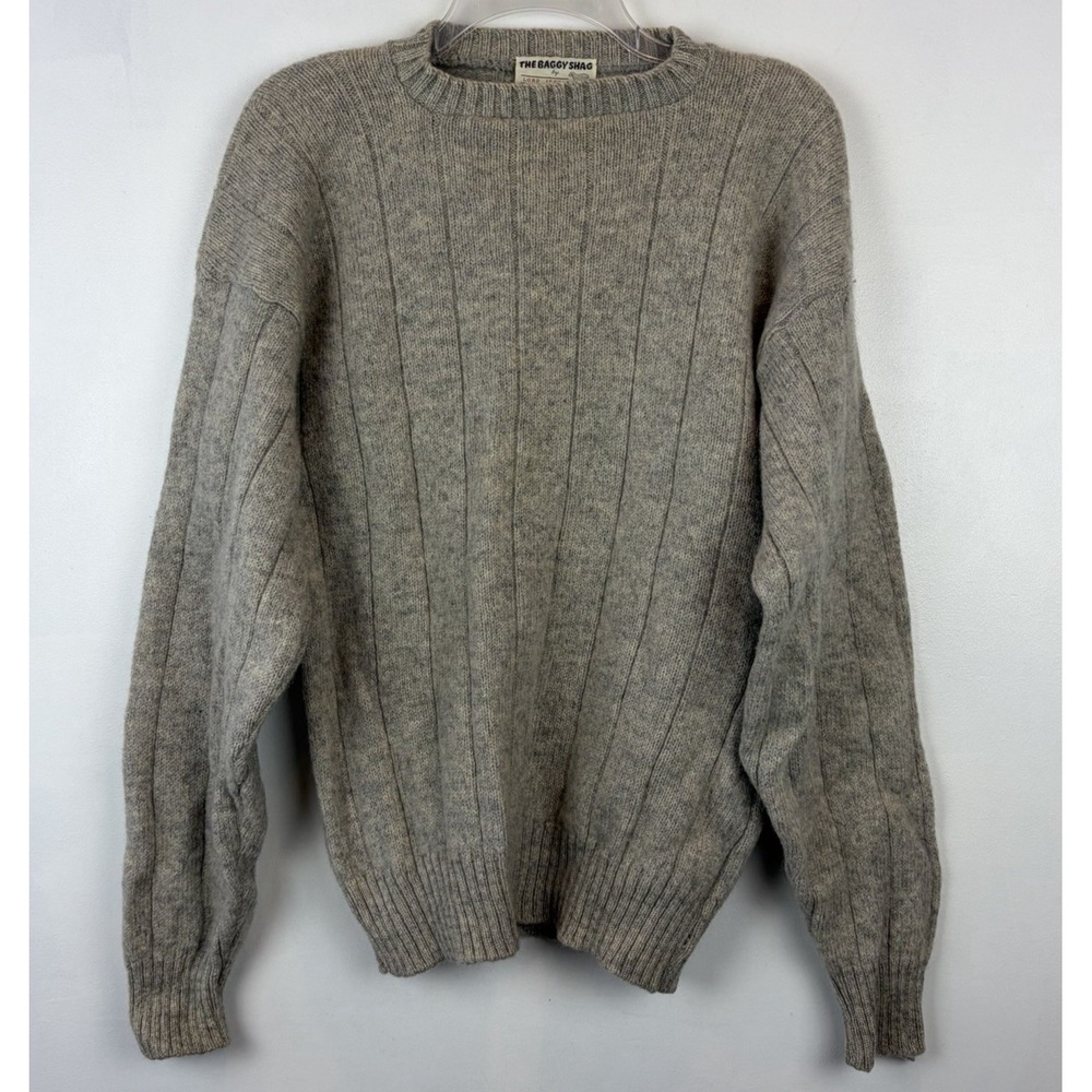 Vintage 1960s The Baggy Shag Lord Jeff Mohair Wool Sweater XL Gray Retro Casual